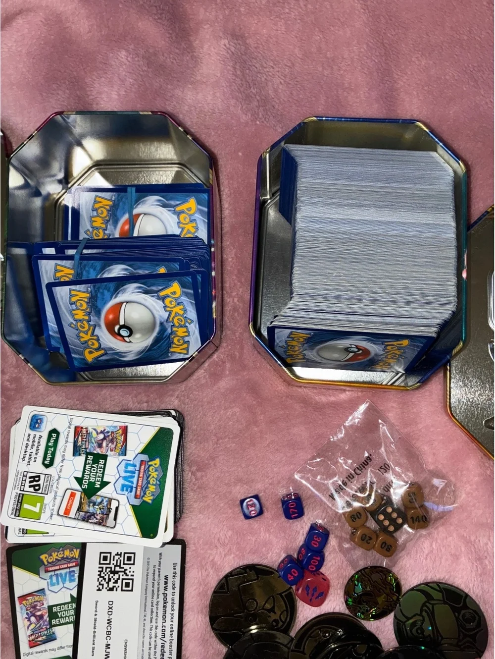 Pokémon Bulk Card Lot + Pikachu & Yveltal Collector Tins & Extras
